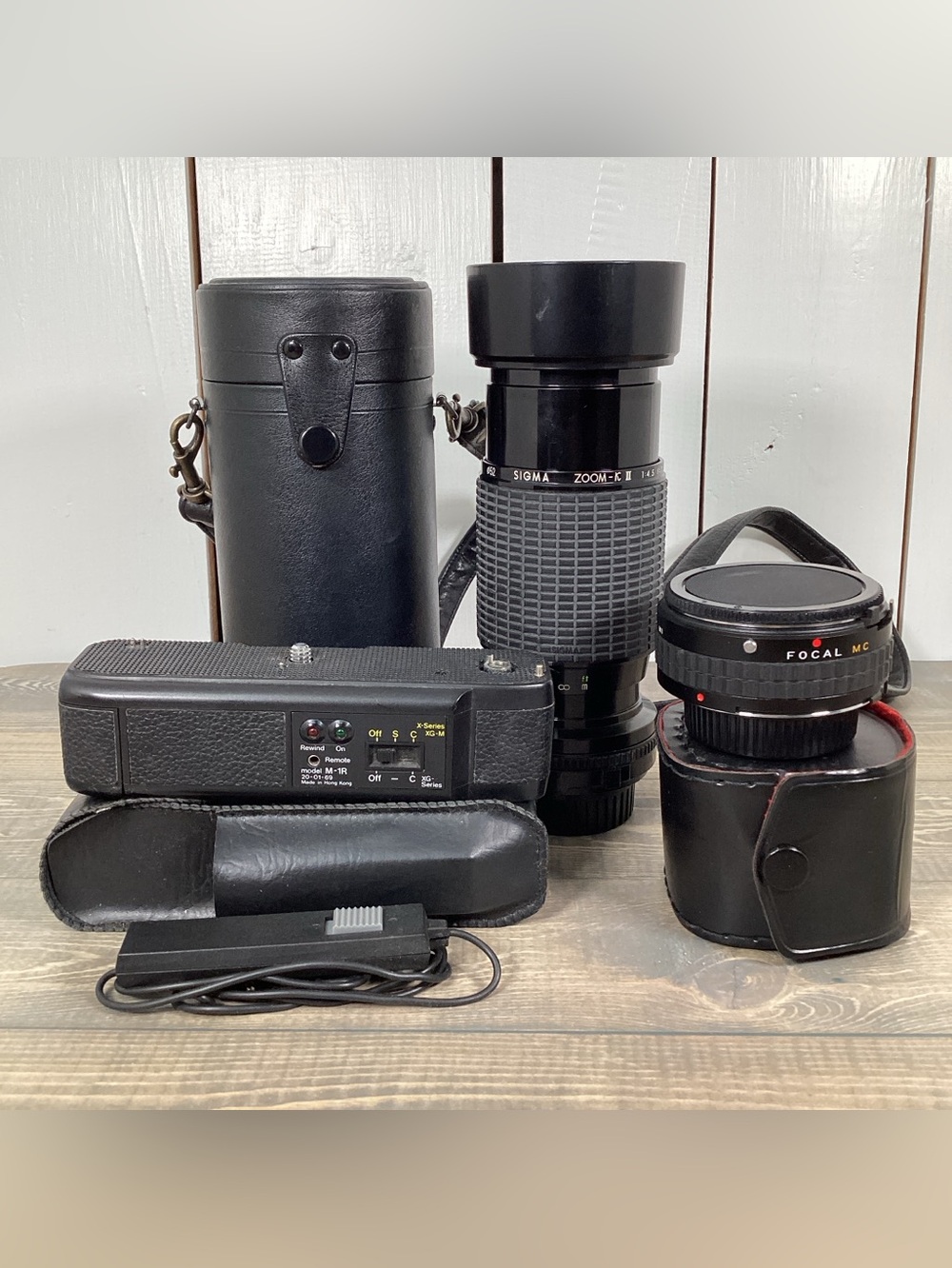 Minolta Camera Accessories Lot; Power Winder, Sigma Zoom Lens, Focal MC 2x Conv